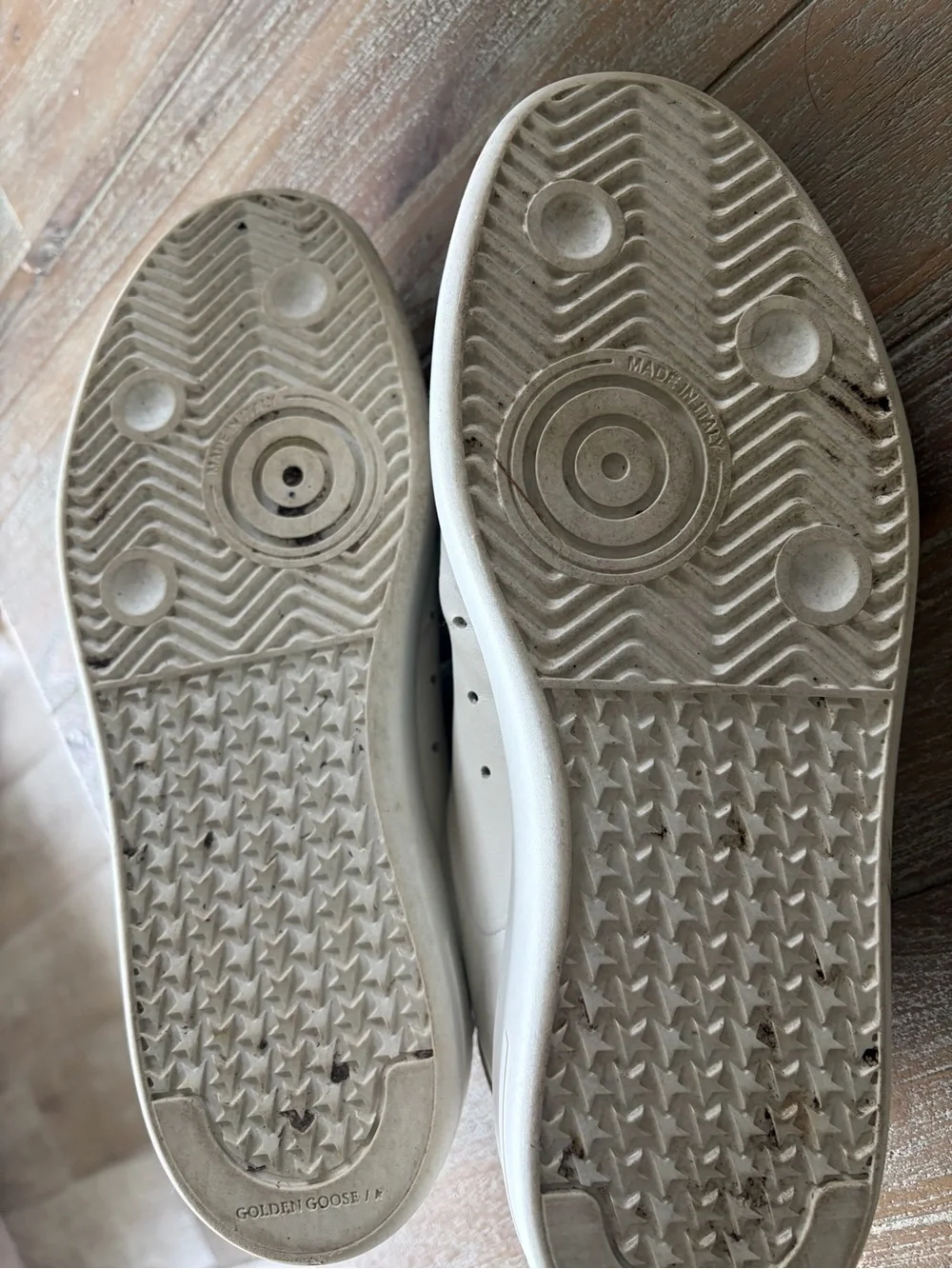 Golden Goose White Leather Platform Sneakers with Silver Heel